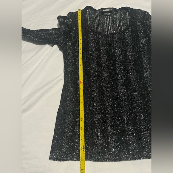 Harley-Davidson Women”s  Black & Silver Metallic LS Stretch Top Blouse Size XL - Picture 11 of 12